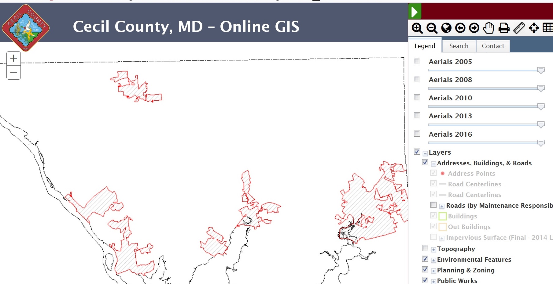 Screenshot of Cecil Maps GIS